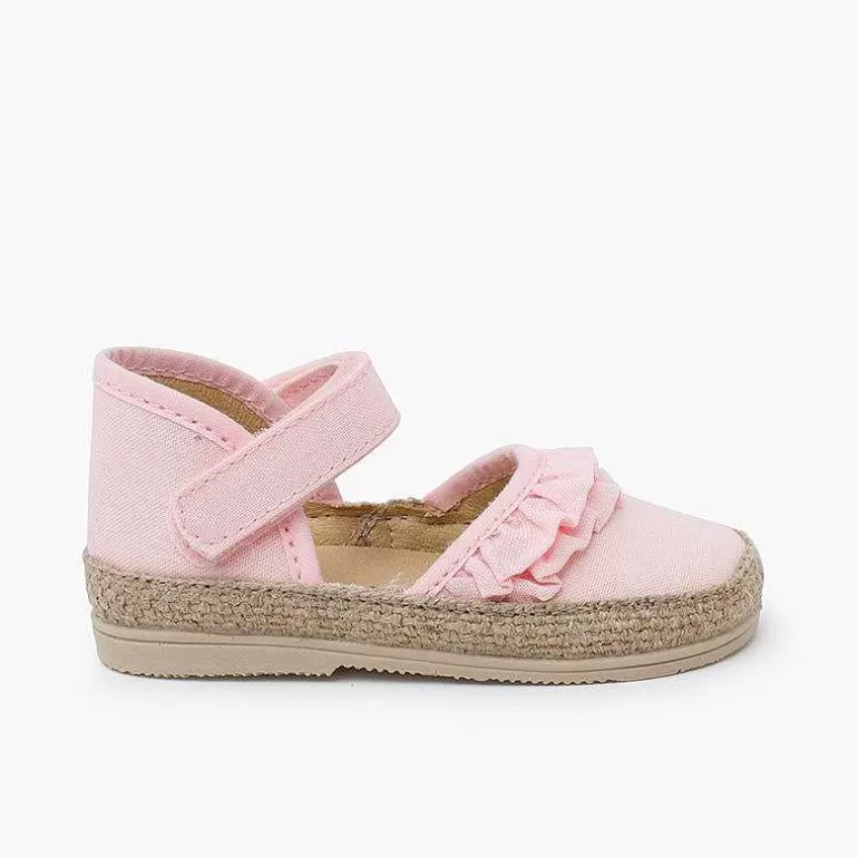 Sale Baby Espadrilles With Ruffles And Adherent Strip Girls Espadrilles