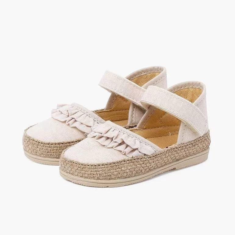 Sale Baby Espadrilles With Ruffles And Adherent Strip Girls Espadrilles