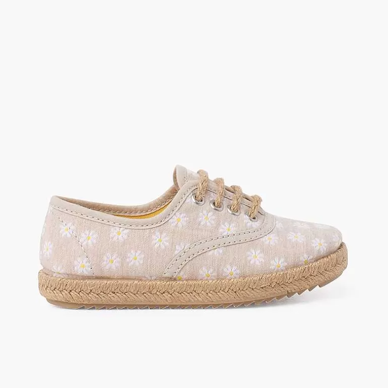 Clearance Blucher Daisies With Laces And Jute Sole Girls Espadrilles