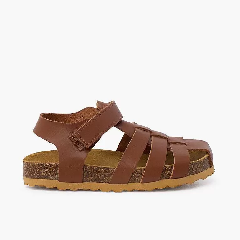 Sale Boy'S Leather Crab Sandals With Bio Sole Girls Sandals