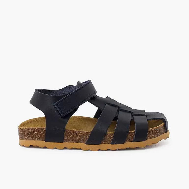 Sale Boy'S Leather Crab Sandals With Bio Sole Girls Sandals