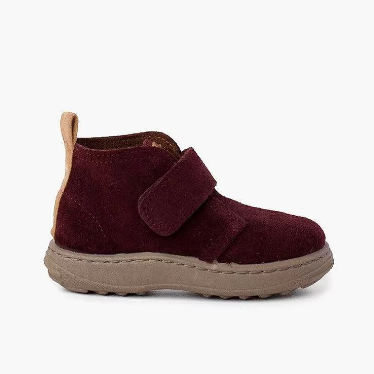 Hot Boys Suede Boots Sport Sole With Adherent Strap Girls Boots