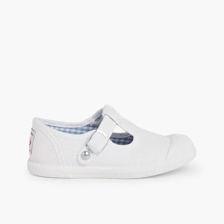 Online Boys T-Bar Canvas Shoes Rubber Toe Boys T-Bar Shoes