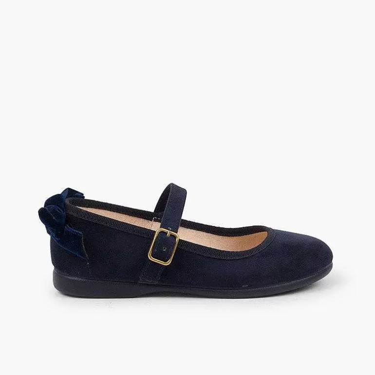 Outlet Buckle Mary Janes Velvet Bow In Back Girls Mary Janes