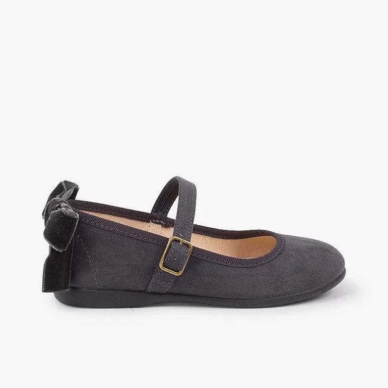 Outlet Buckle Mary Janes Velvet Bow In Back Girls Mary Janes