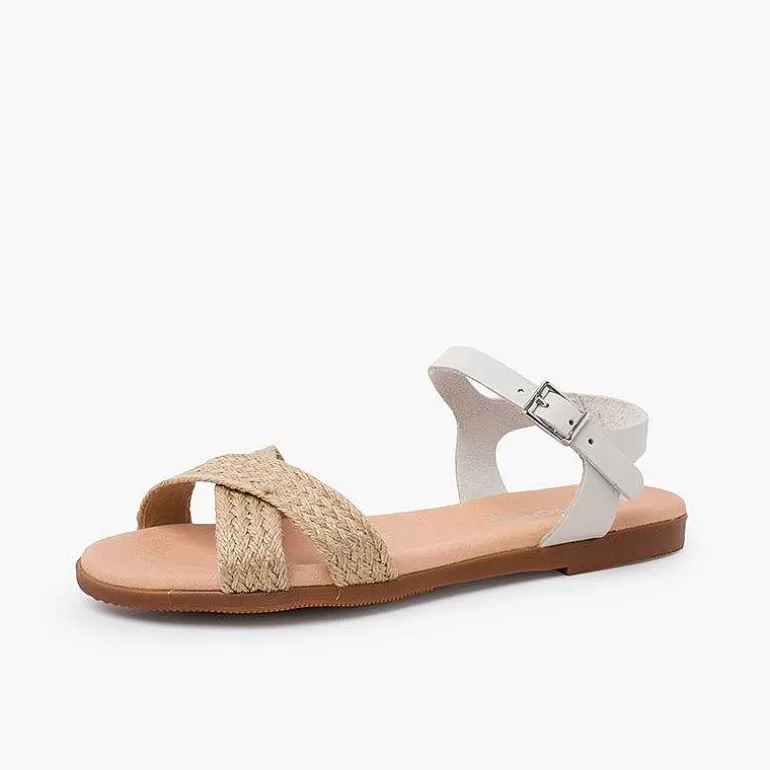 Shop Buckle Sandals Crossed Straps Jute Girls Sandals