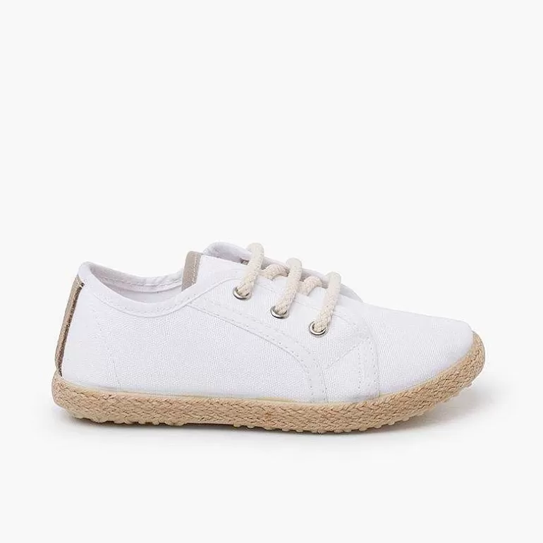 Hot Canvas Lace-Up Trainers Espadrille Style Girls Trainers