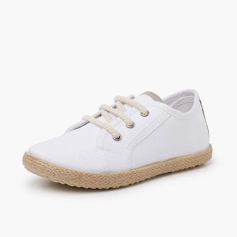 Hot Canvas Lace-Up Trainers Espadrille Style Girls Trainers