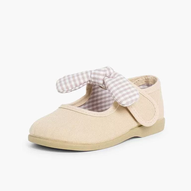 Discount Canvas Loop Fasteners And Gingham Bow Mary Janes Girls Mary Janes