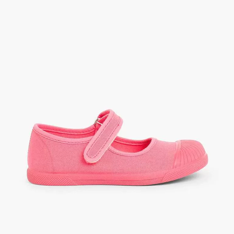 Online Canvas Loop Fasteners Mary Janes Rubber Toes Girls Mary Janes