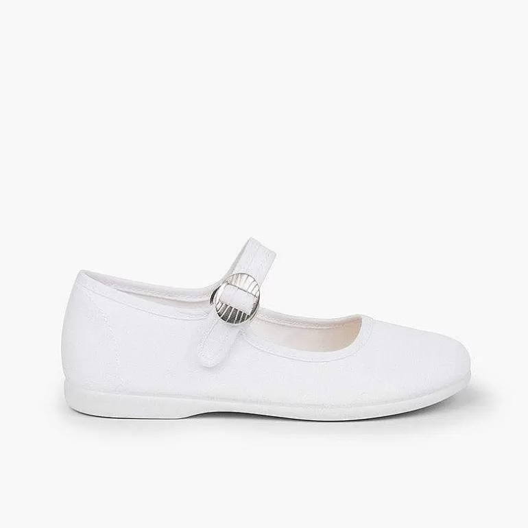 Best Canvas Mary Janes With Japanese Buckle Fastening Girls Mary Janes