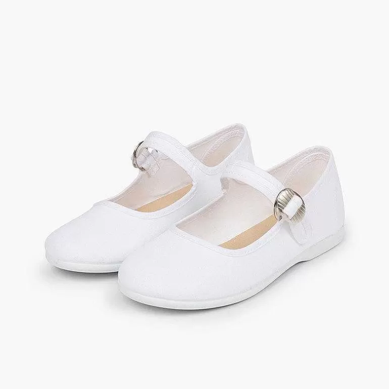 Best Canvas Mary Janes With Japanese Buckle Fastening Girls Mary Janes