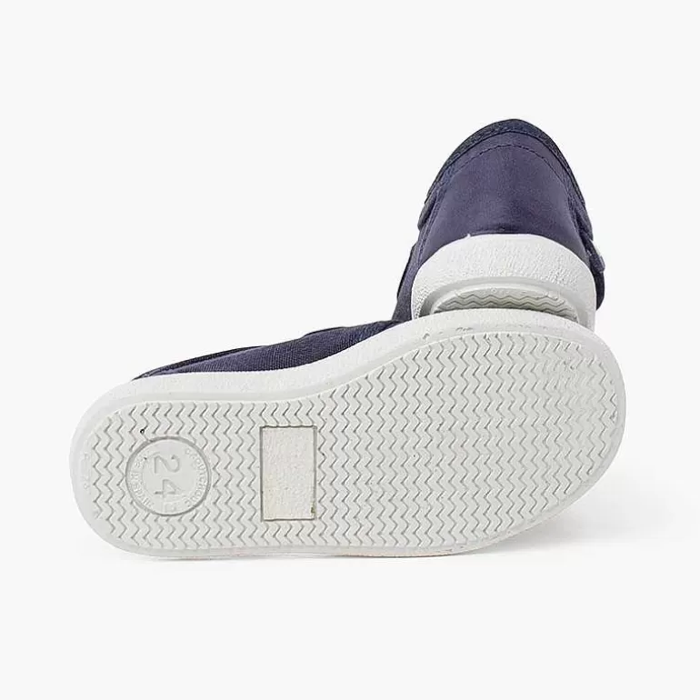 Shop Canvas Trainers With Hook-And-Loop Fastener Leather Detail Girls Trainers