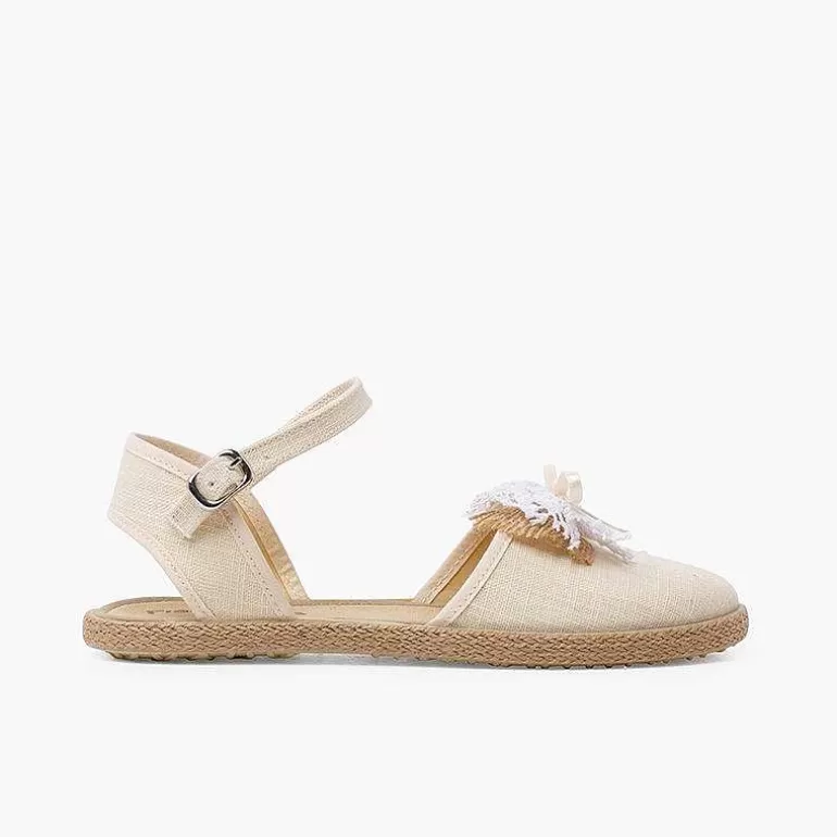 Clearance Ceremony Linen Espadrilles With Rustic Bow Girls Espadrilles