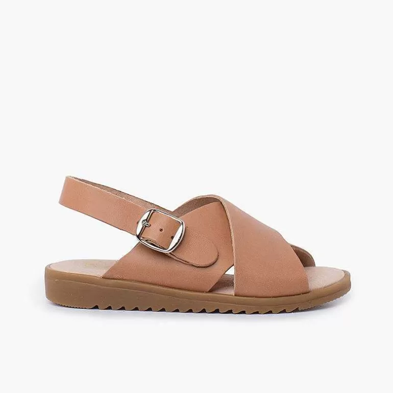 Clearance Crossed Leather Sandal With Wide Straps Boys Sandals