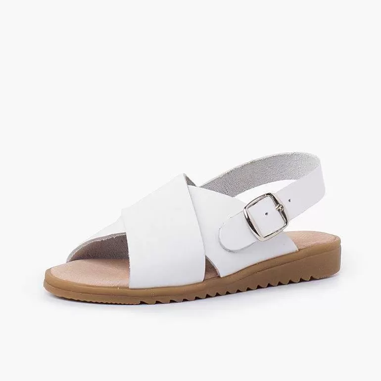 Clearance Crossed Leather Sandal With Wide Straps Boys Sandals