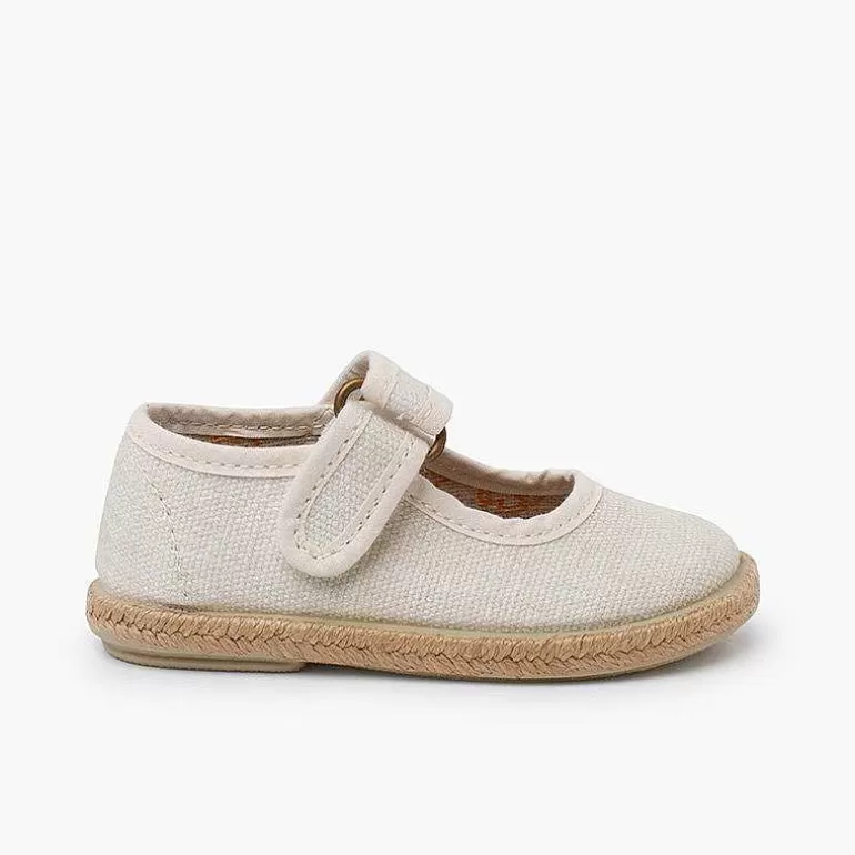 Sale Ecological Cotton Mary Janes With Jute Sole Girls Espadrilles