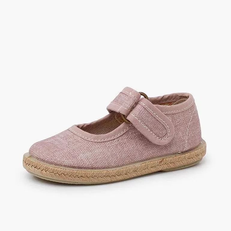 Sale Ecological Cotton Mary Janes With Jute Sole Girls Espadrilles