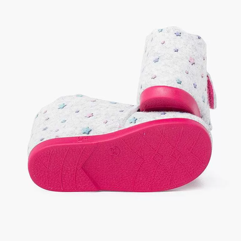 Store Felt Slippers With Adhesive Closure Girls Slippers