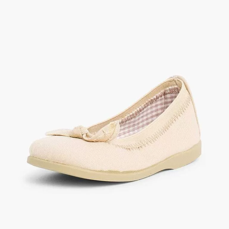 Outlet First Walkers Canvas Elasticated Ballet Pumps Girls Ballet Pumps And Flats