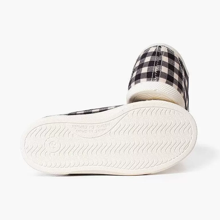 Cheap Gingham Trainers With Laces And Rubber Toe Girls Trainers