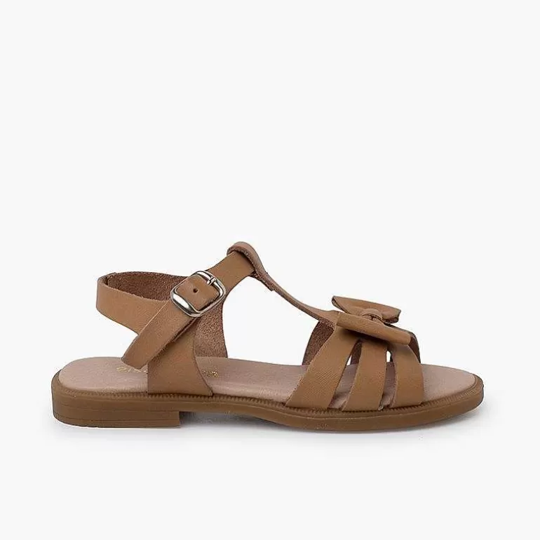 Cheap Girl Leather Sandal With Buckle Closure Girls Sandals