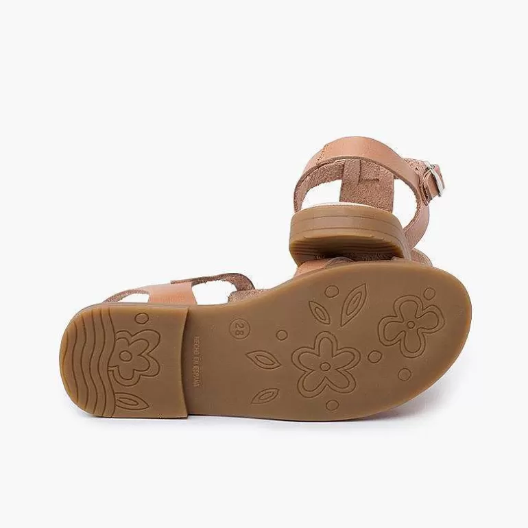 Online Girl Leather Sandals With Buckle Closure Straps Girls Sandals