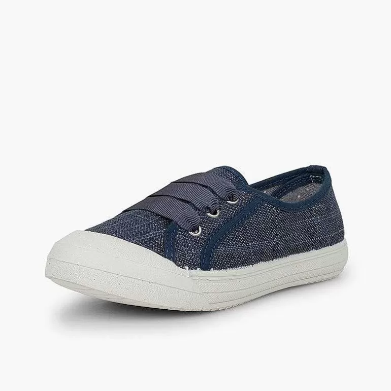 Hot Girls' Glittery Linen Trainers Girls Trainers