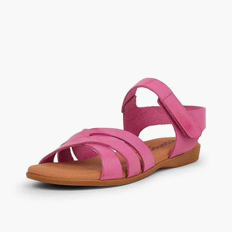 Cheap Girls' Leather Sandals With Crossed Straps And Loop Fasteners Closure Girls Sandals