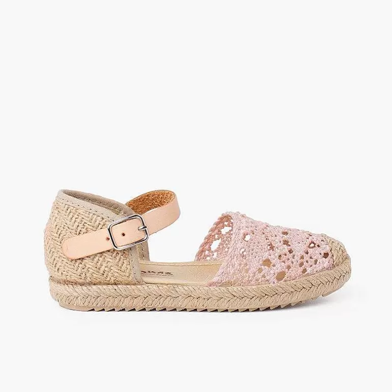 Cheap Girls Macrame Espadrille Sandal With Buckle Girls Espadrilles