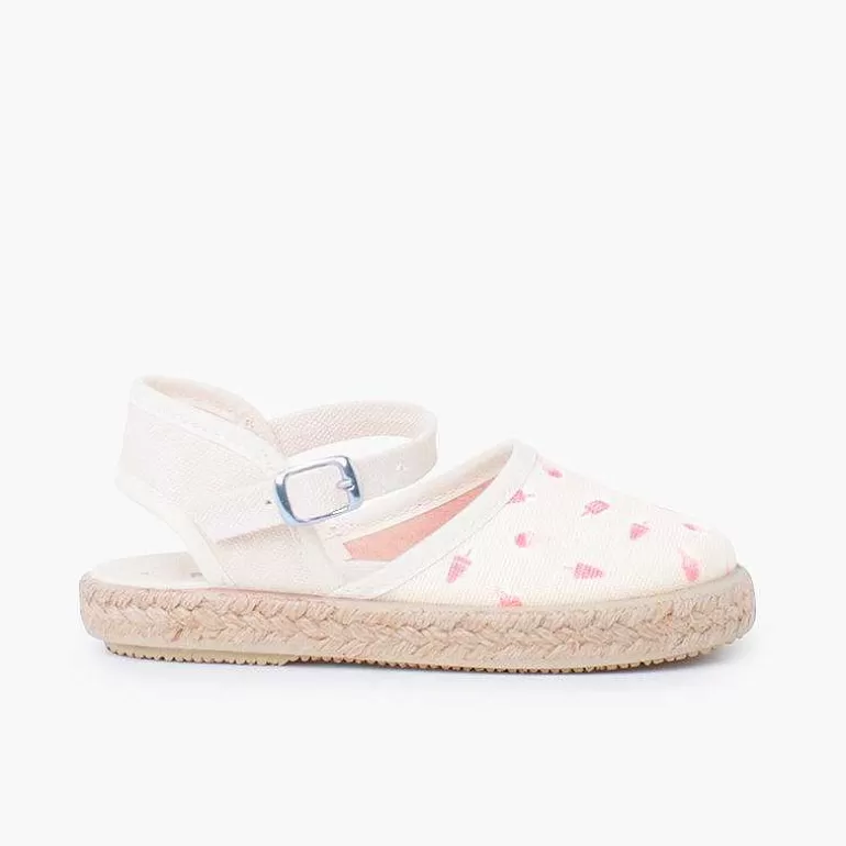 Discount Girl'S Patterned Espadrilles With Buckle Fastener Girls Espadrilles