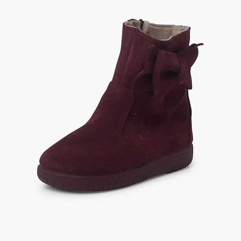 New Girls Suede Boots With Big Side Bow Girls Boots