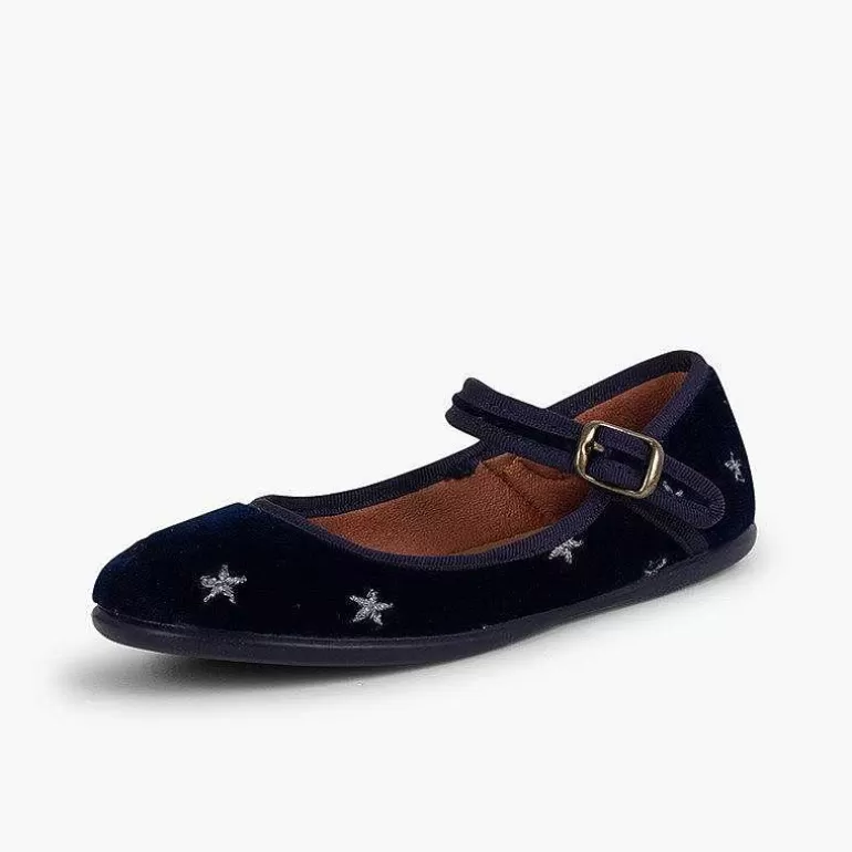 Hot Girls' Velvet Low-Vamp Mary Janes Little Stars Girls Mary Janes