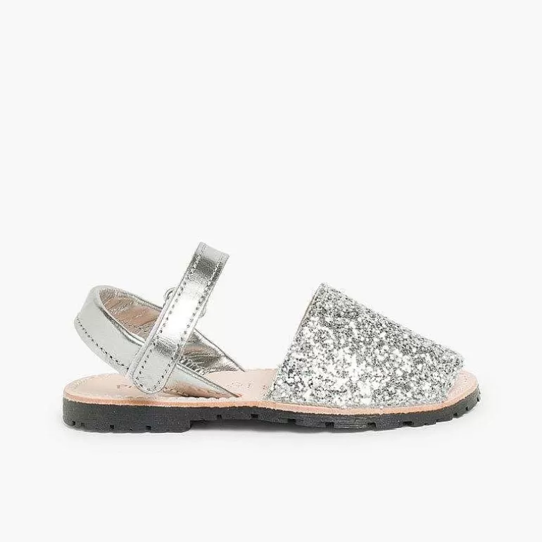 Cheap Glitter Menorcan Sandals With Loop Fasteners Fastening Girls Avarcas Menorcan Sandals