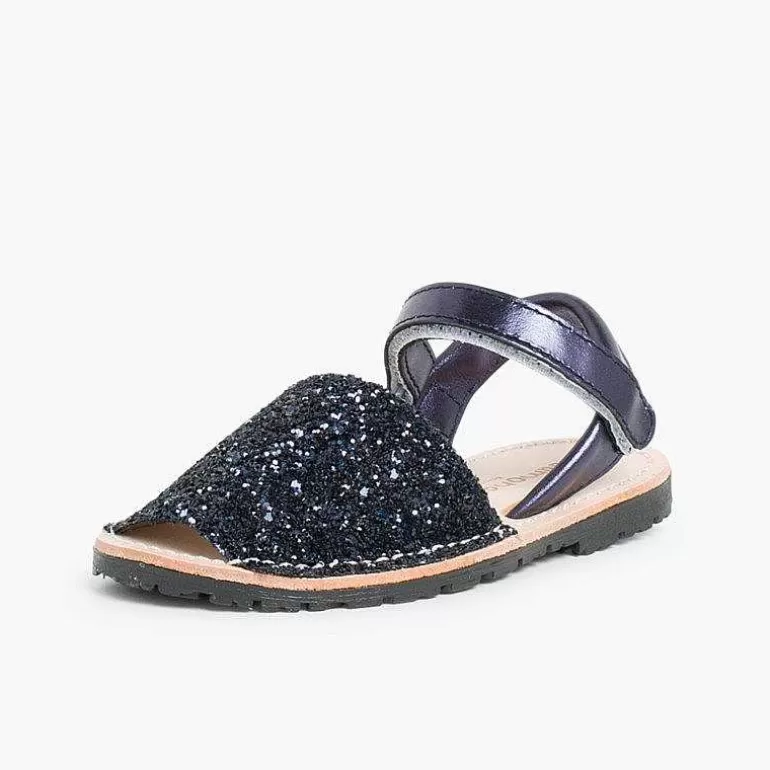 Cheap Glitter Menorcan Sandals With Loop Fasteners Fastening Girls Avarcas Menorcan Sandals