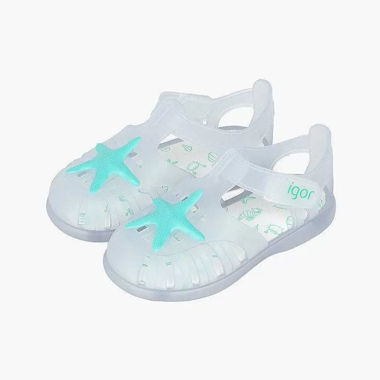 Best Sale Jelly Shoes With Loop Fasteners And A Starfish Girls Jelly Sandals And Beachwear