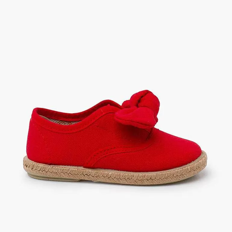 Hot Jute Sole Bow Trainers Girls Espadrilles