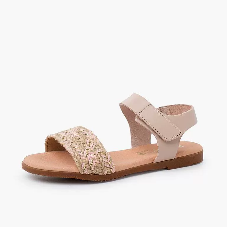 Online Jute Upper Sandals Hook-And-Loop Strap Girls Sandals