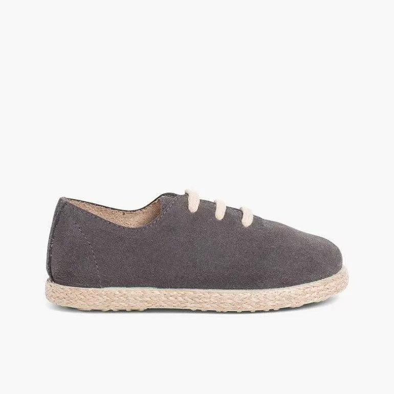 Shop Kids Lace-Up Suede And Jute Trainers Girls Trainers