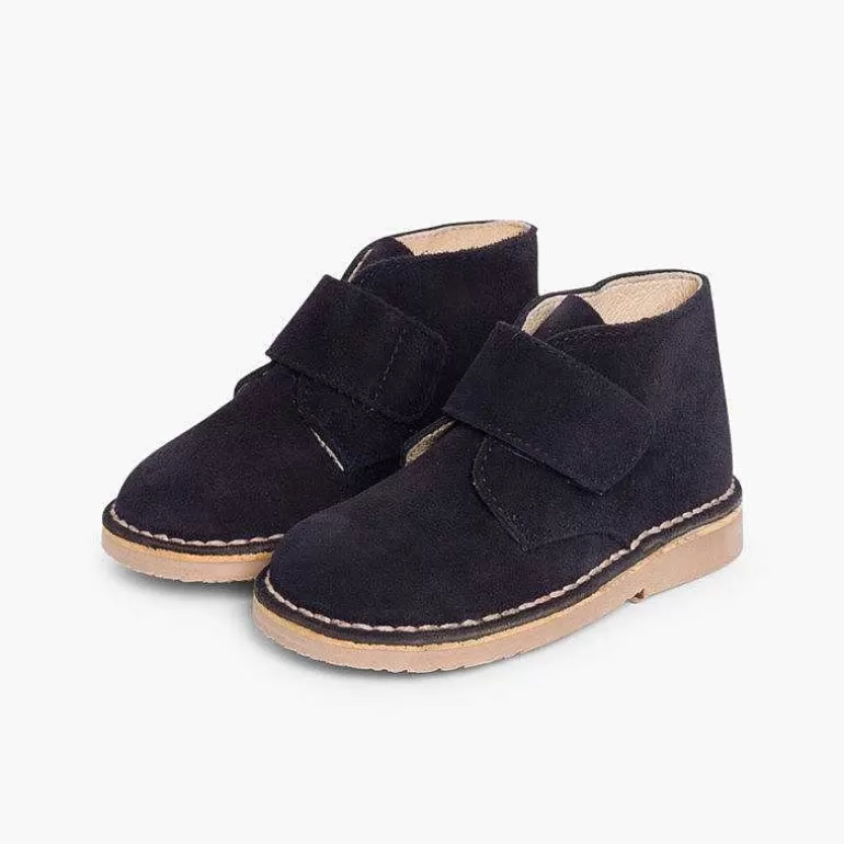 Fashion Kids Riptape Suede Desert Boots Girls School Shoes