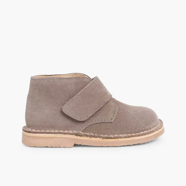 Fashion Kids Riptape Suede Desert Boots Girls School Shoes