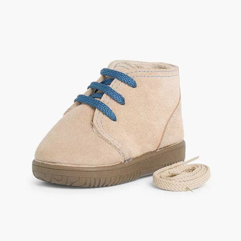 Clearance Kids Suede Boots With Coloured Laces And Stitchings Girls Boots