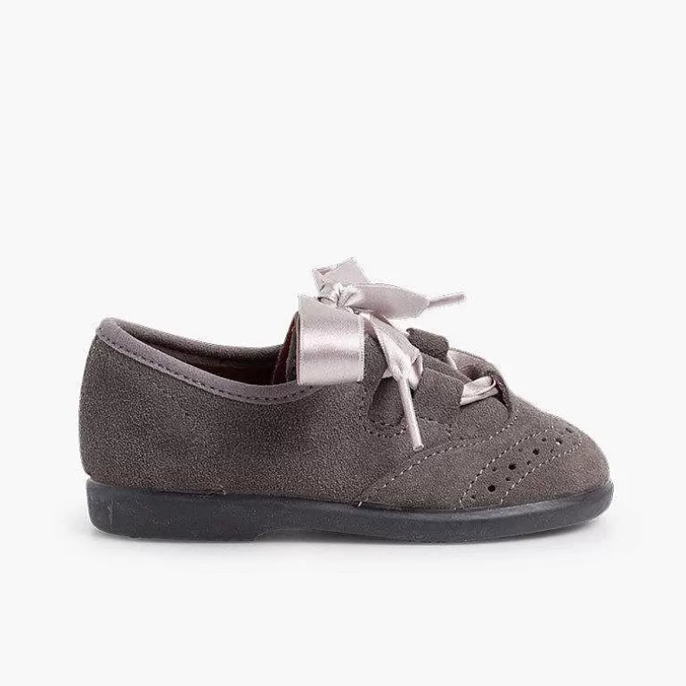 Online Kids Suede Oxford Shoes Girls Lace Up Oxfords