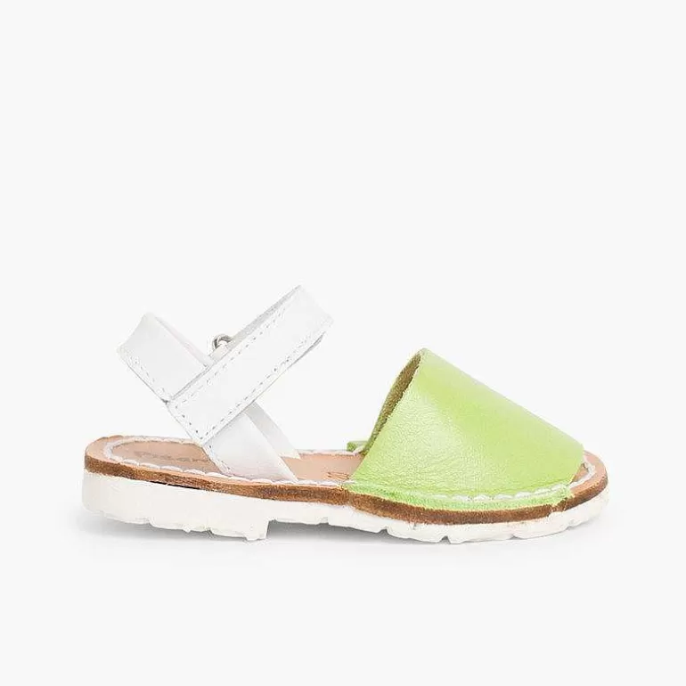 Cheap Kids Two-Tone Avarca Menorcan Sandals With Loop Fasteners - Special Edition White Sole Girls Avarcas Menorcan Sandals