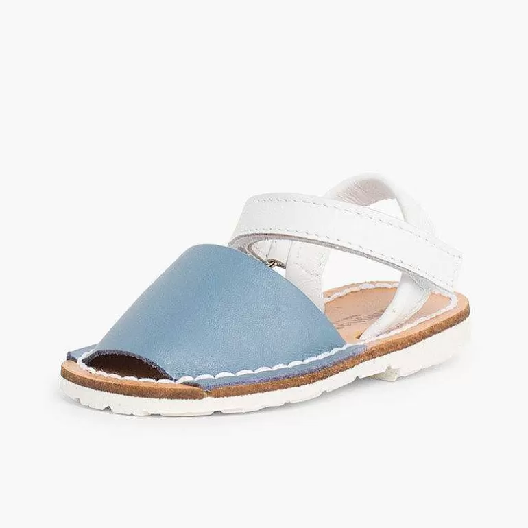 Cheap Kids Two-Tone Avarca Menorcan Sandals With Loop Fasteners - Special Edition White Sole Girls Avarcas Menorcan Sandals