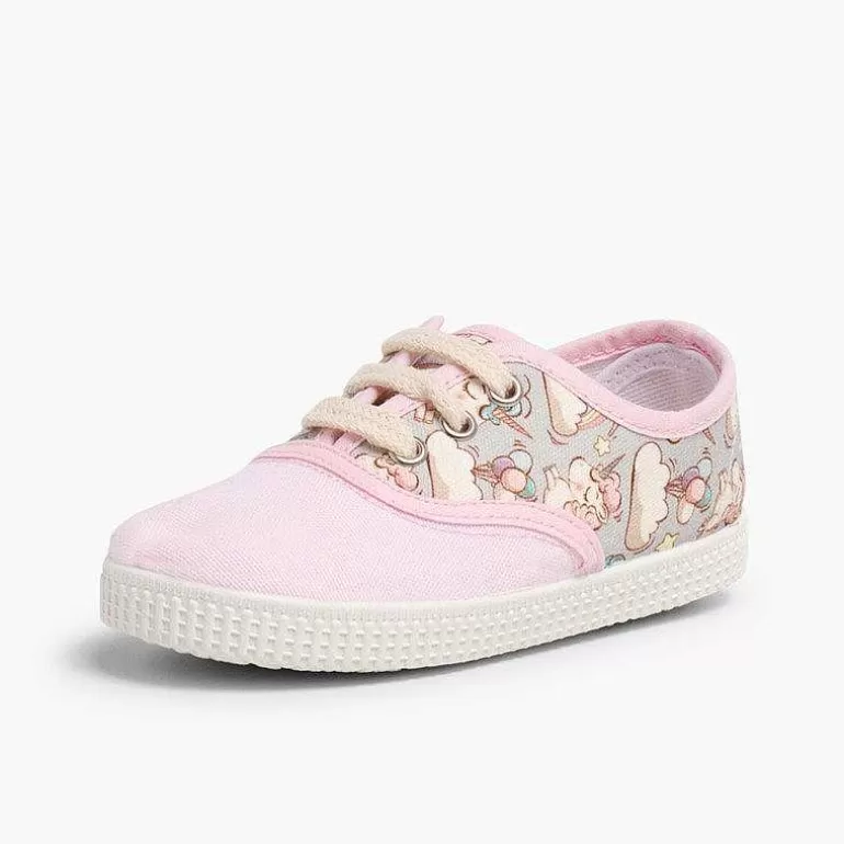 Cheap Lace-Up Canvas Trainers Animal Prints Girls Trainers