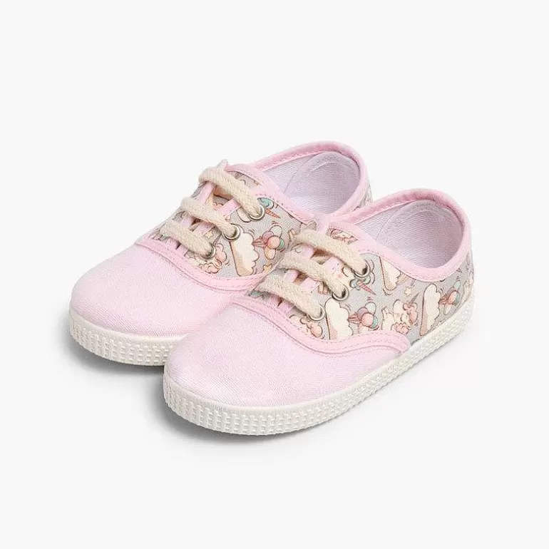 Cheap Lace-Up Canvas Trainers Animal Prints Girls Trainers