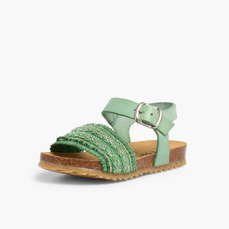 Hot Leather And Fabric Strap Bio Sandals Girls Sandals