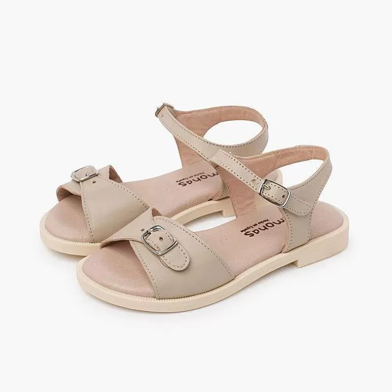 Store Leather Sandals Buckle Fastening Girls Sandals