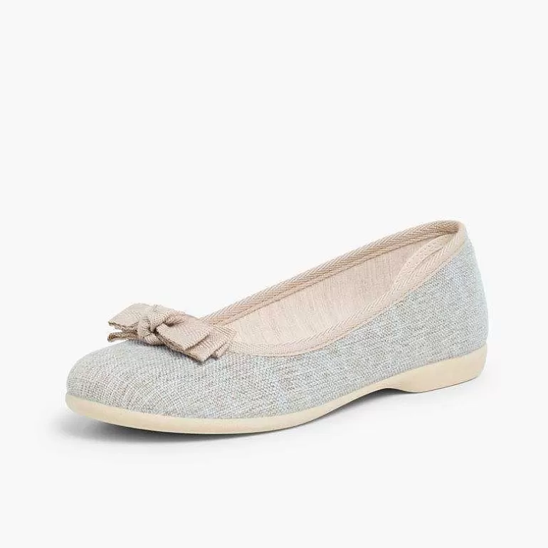 Clearance Linen Ballerina Pumps With Bow For Girls And Women Women Ballet Pumps And Flats